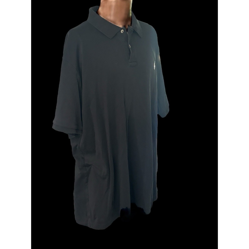 Polo Ralph Lauren Mens Polo Shirt Solid Black White Pony 2XL XXL - Picture 2 of 6